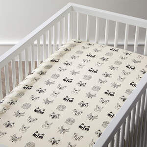 Crate and Kids Roxy Marj Woodland Animal 100% Organic Cotton Crib Fitted Sheet